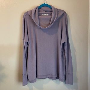 We the Free Lilac Juicy Ribbed Cowl Neck Long Sleeve Top Size Small